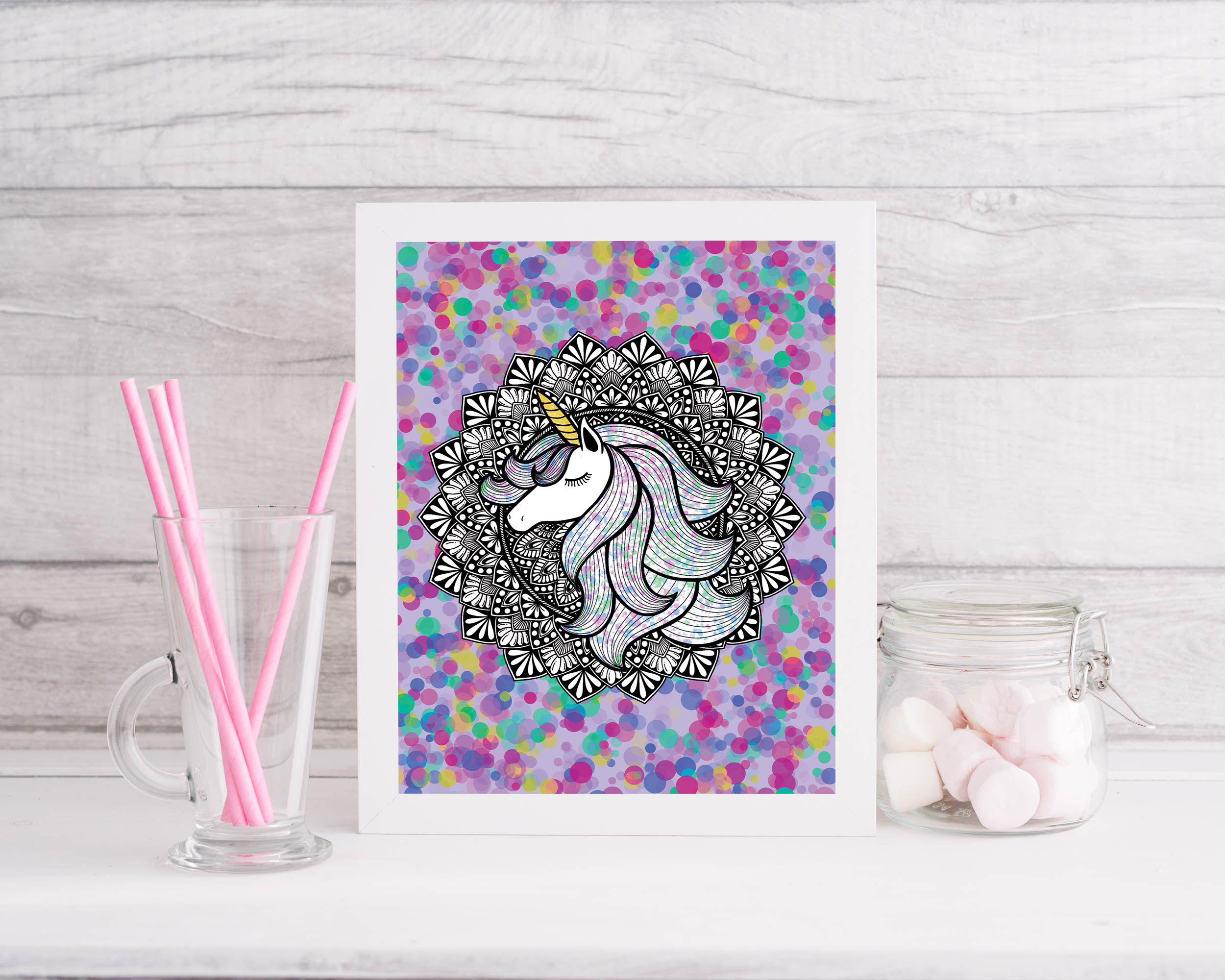 Unicorn Mandala framed art print